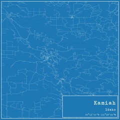 Blueprint US city map of Kamiah, Idaho.
