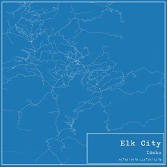 Blueprint US city map of Elk City, Idaho.