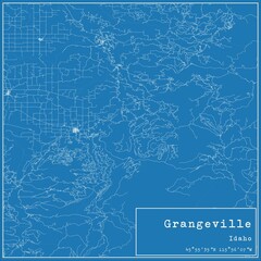 Blueprint US city map of Grangeville, Idaho.