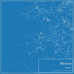 Blueprint US city map of Shoup, Idaho.