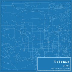 Fototapeta premium Blueprint US city map of Tetonia, Idaho.