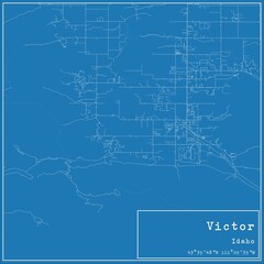 Blueprint US city map of Victor, Idaho.