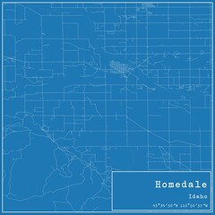 Blueprint US city map of Homedale, Idaho.
