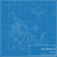 Blueprint US city map of Caldwell, Idaho.