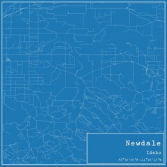 Blueprint US city map of Newdale, Idaho.