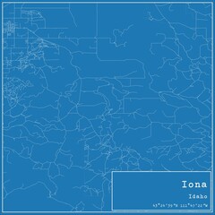 Blueprint US city map of Iona, Idaho.