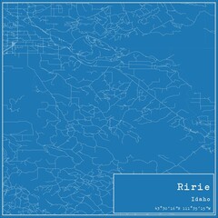 Blueprint US city map of Ririe, Idaho.