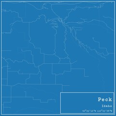 Blueprint US city map of Peck, Idaho.