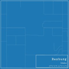 Blueprint US city map of Rexburg, Idaho.