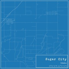 Fototapeta premium Blueprint US city map of Sugar City, Idaho.