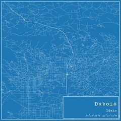 Blueprint US city map of Dubois, Idaho.