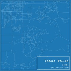 Blueprint US city map of Idaho Falls, Idaho.