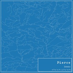 Blueprint US city map of Pierce, Idaho.