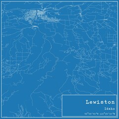 Blueprint US city map of Lewiston, Idaho.