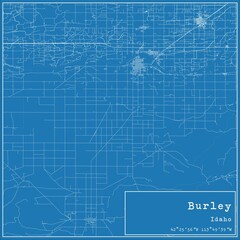 Blueprint US city map of Burley, Idaho.