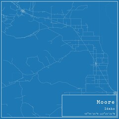 Blueprint US city map of Moore, Idaho.
