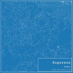 Blueprint US city map of Rogerson, Idaho.