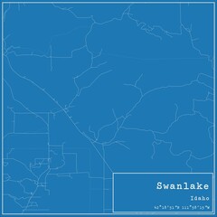 Blueprint US city map of Swanlake, Idaho.