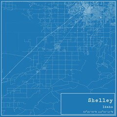Blueprint US city map of Shelley, Idaho.