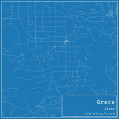 Blueprint US city map of Grace, Idaho.