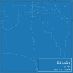 Blueprint US city map of Dingle, Idaho.