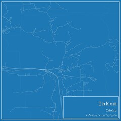 Blueprint US city map of Inkom, Idaho.