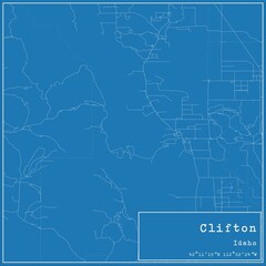 Blueprint US city map of Clifton, Idaho.