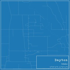 Blueprint US city map of Dayton, Idaho.