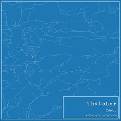 Blueprint US city map of Thatcher, Idaho.