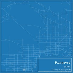 Blueprint US city map of Pingree, Idaho.
