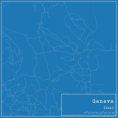 Blueprint US city map of Geneva, Idaho.