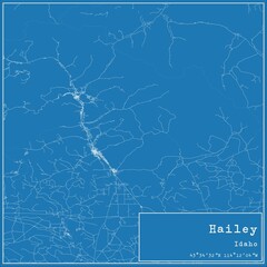 Blueprint US city map of Hailey, Idaho.