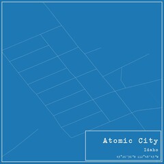 Blueprint US city map of Atomic City, Idaho.
