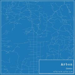 Blueprint US city map of Arbon, Idaho.