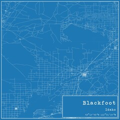 Blueprint US city map of Blackfoot, Idaho.