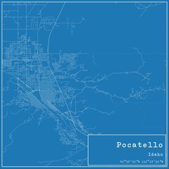Blueprint US city map of Pocatello, Idaho.