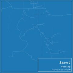 Blueprint US city map of Smoot, Wyoming.