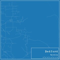 Fototapeta premium Blueprint US city map of Bedford, Wyoming.