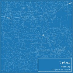 Blueprint US city map of Upton, Wyoming.