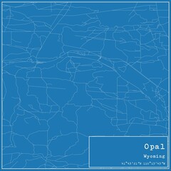 Blueprint US city map of Opal, Wyoming.