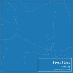 Blueprint US city map of Frontier, Wyoming.