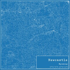 Blueprint US city map of Newcastle, Wyoming.