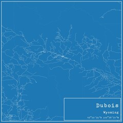 Blueprint US city map of Dubois, Wyoming.