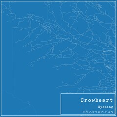Blueprint US city map of Crowheart, Wyoming.