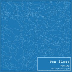 Blueprint US city map of Ten Sleep, Wyoming.