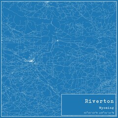 Blueprint US city map of Riverton, Wyoming.