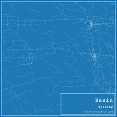 Blueprint US city map of Basin, Wyoming.
