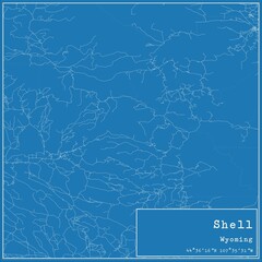 Blueprint US city map of Shell, Wyoming.