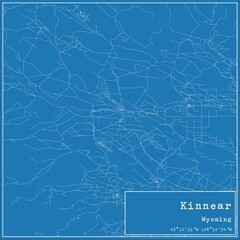 Blueprint US city map of Kinnear, Wyoming.