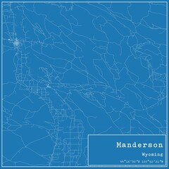 Blueprint US city map of Manderson, Wyoming.
